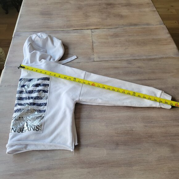 Calvin Klein Performance Women’s Cropped Hoodie White Size M Athletic Pullover - Picture 9 of 10